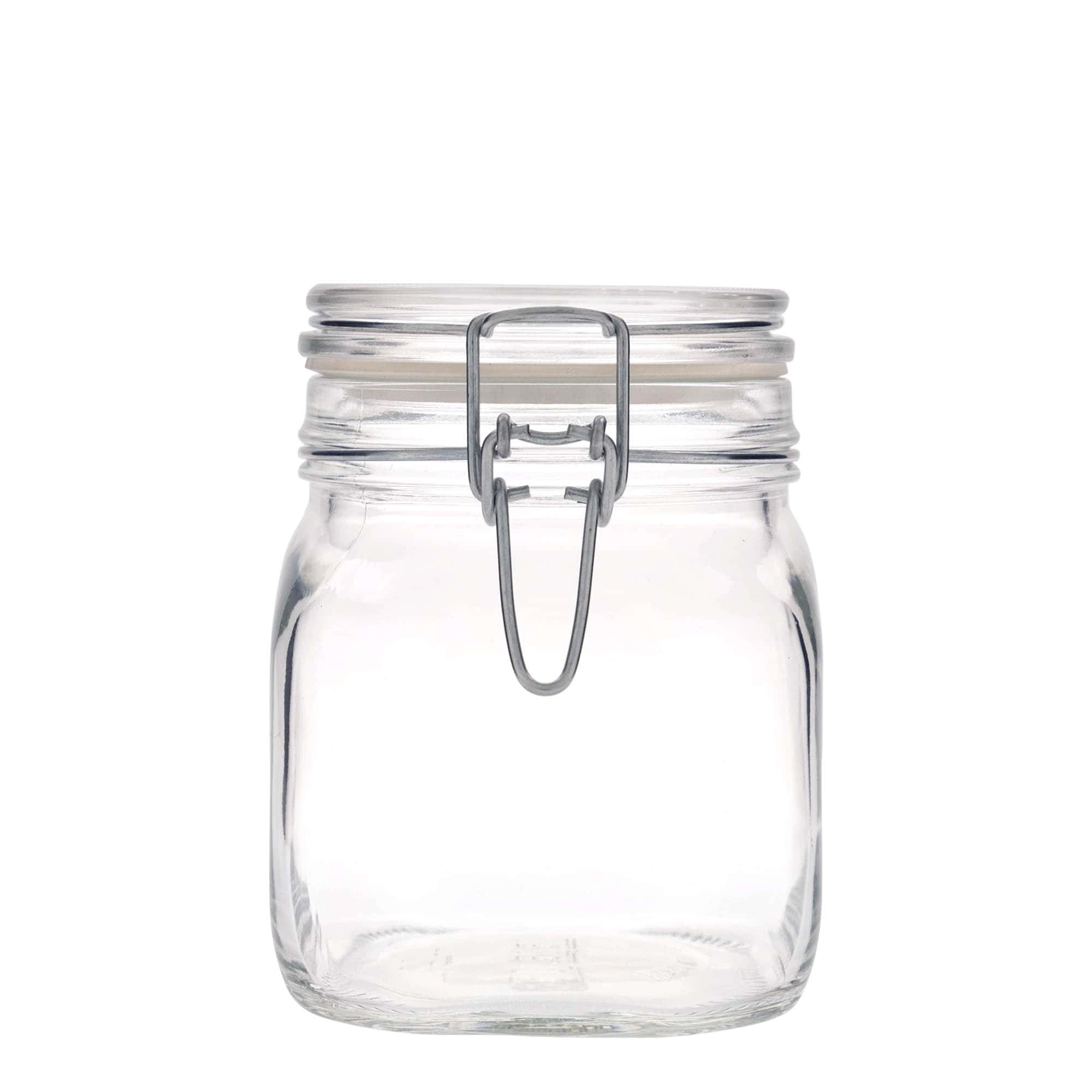 Vaso con chiusura a leva da 750 ml 'Fido', quadrato, bocca: chiusura a leva
