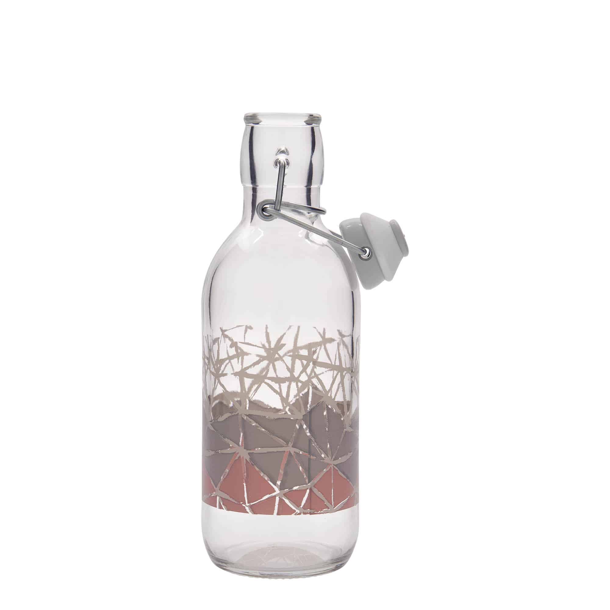 Bottiglia di vetro da 500 ml Emilia stampata 'Manolibera rosa', apertura: chiusura a leva Bottiglia di vetro da 500 ml Emilia stampata 'Manolibera rosa', apertura: chiusura a leva