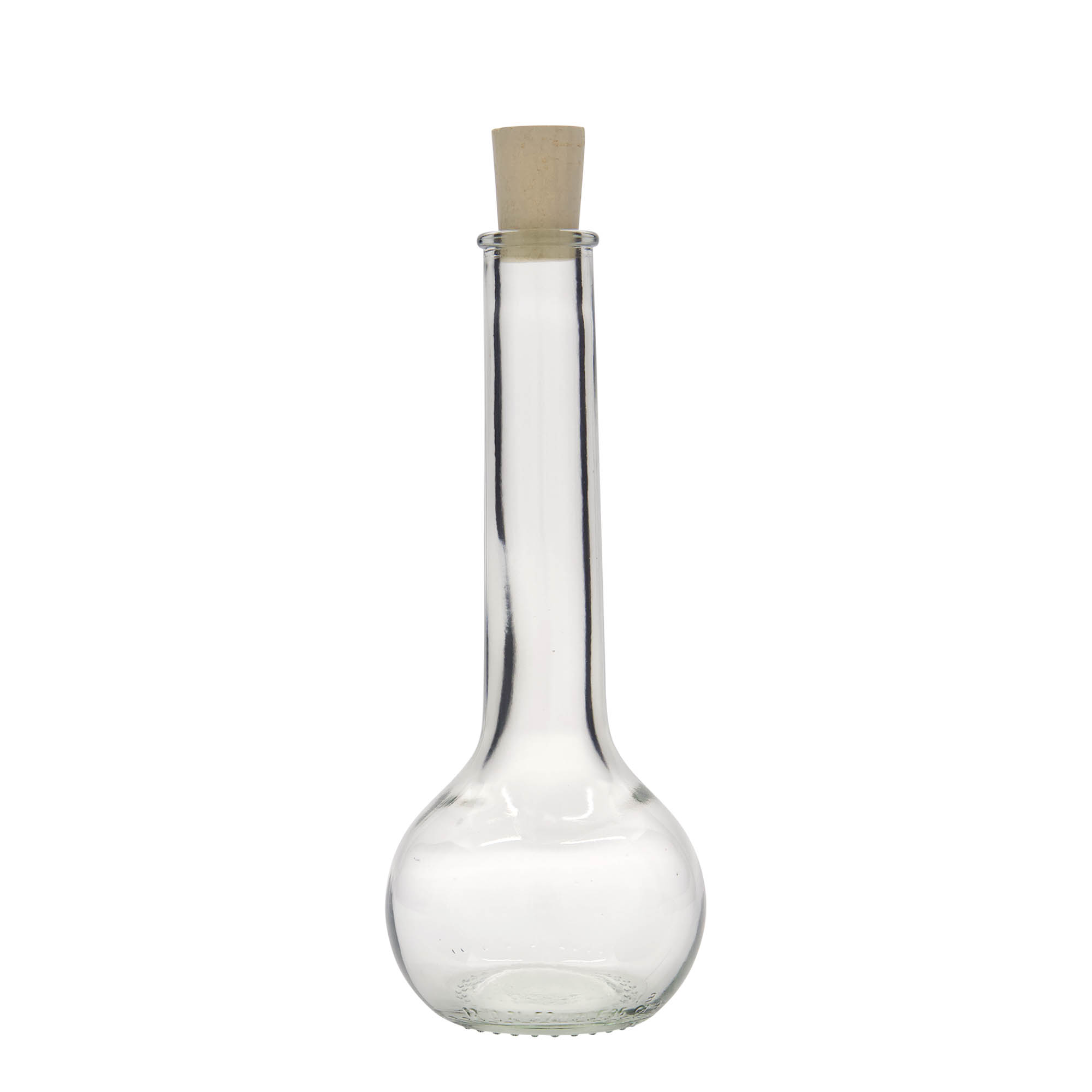 Bottiglia di vetro da 200 ml 'Tulipano', bocca: tappo di sughero Bottiglia di vetro da 200 ml 'Tulipano', bocca: tappo di sughero