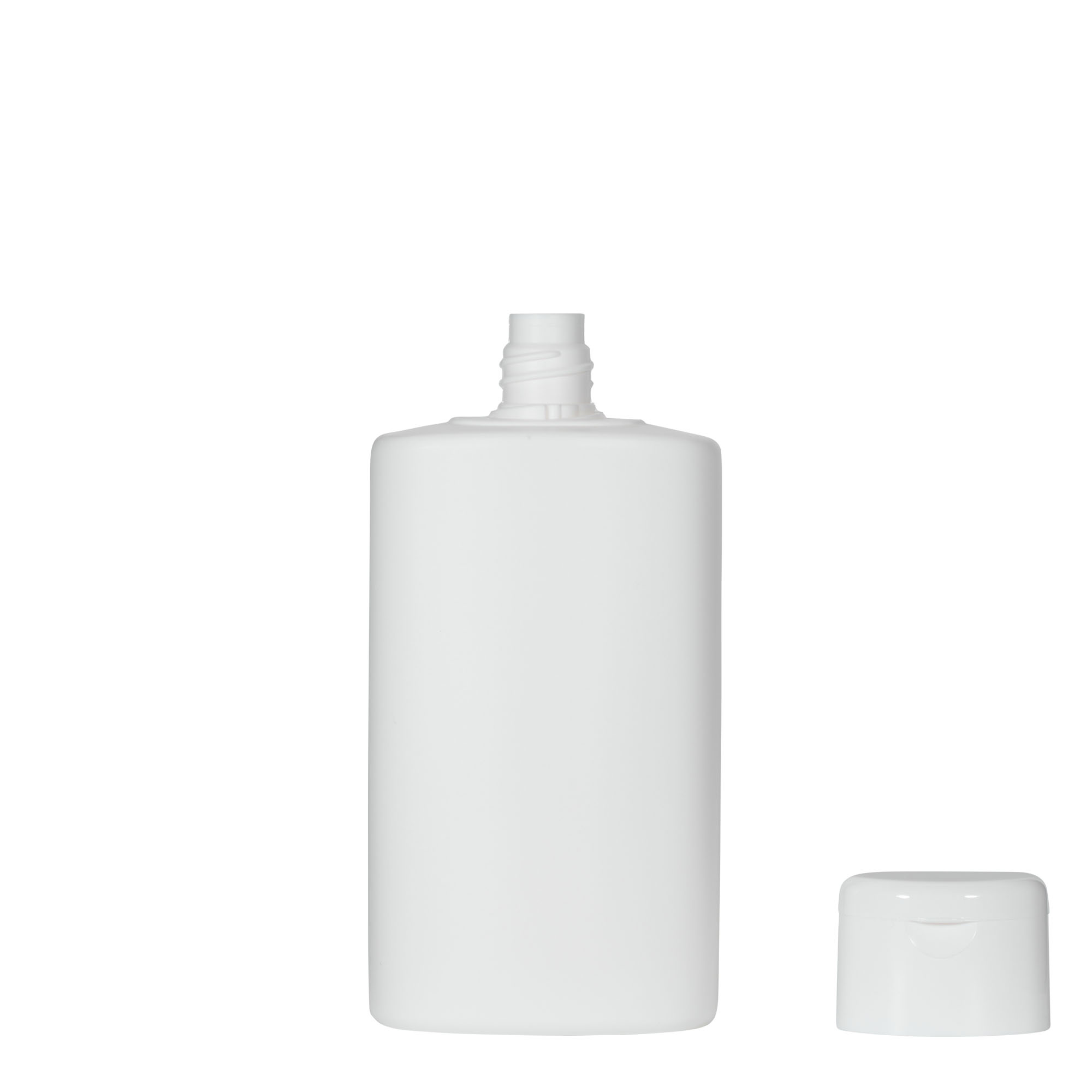 Bottiglia in plastica da 250 ml 'Indy', ovale, HDPE, bianca, bocca: chiusura a vite Bottiglia in plastica da 250 ml 'Indy', ovale, HDPE, bianca, bocca: chiusura a vite