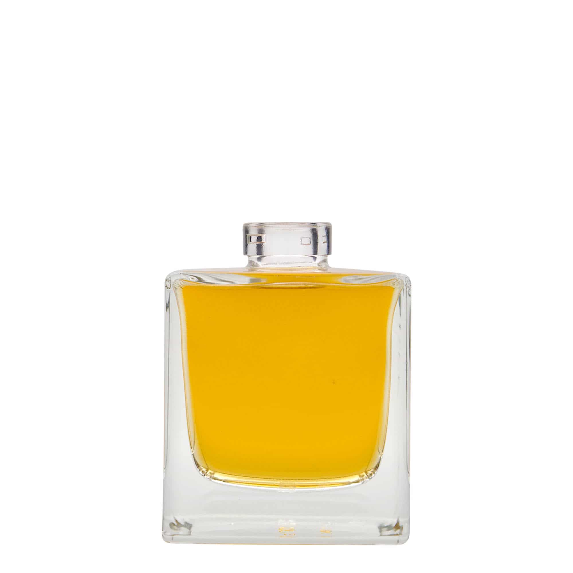 200 ml Bottiglia di vetro 'Cube', quadrata, imboccatura: fascetta