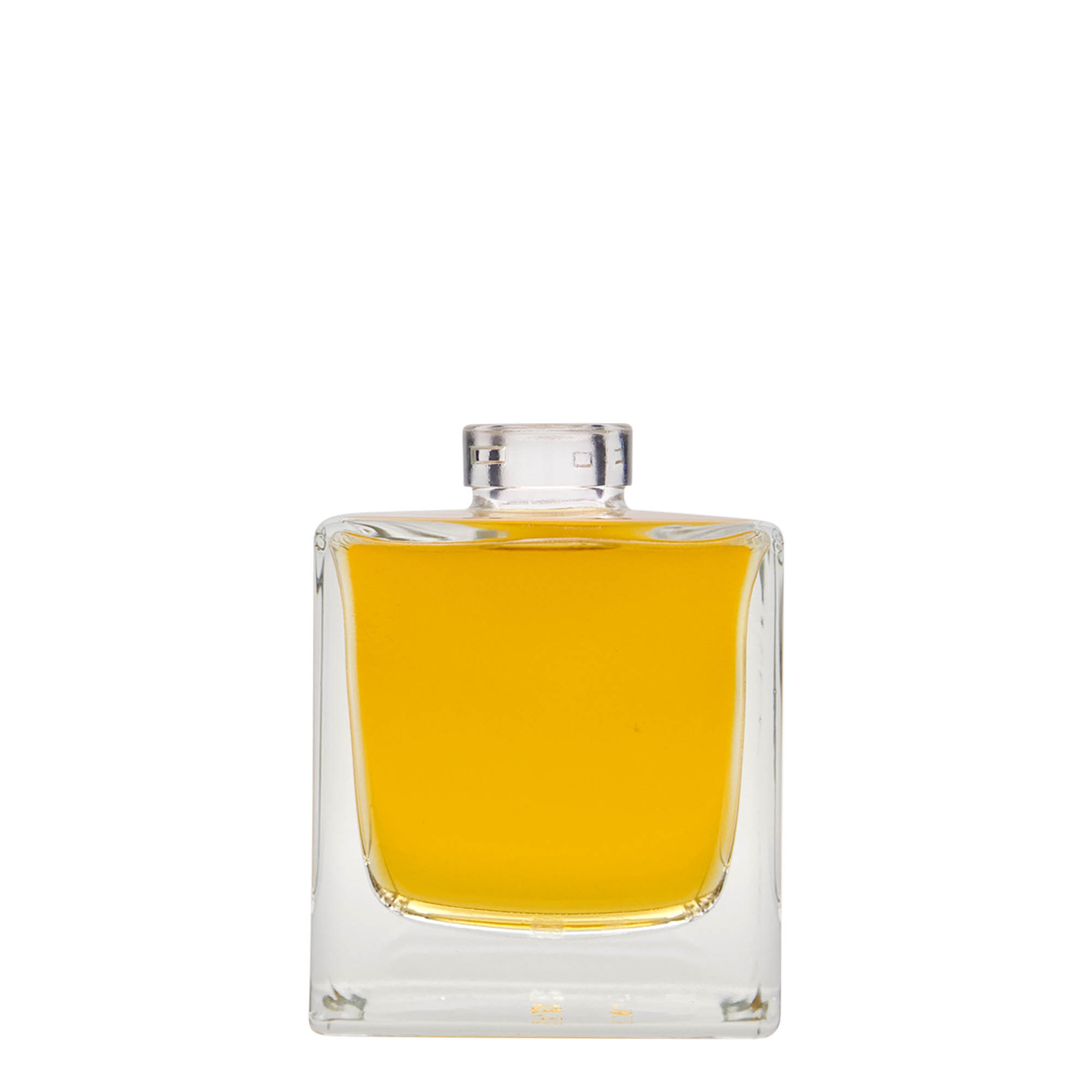 Bottiglia di vetro da 200 ml 'Cube', quadrata, bocca: sughero Bottiglia di vetro da 200 ml 'Cube', quadrata, bocca: sughero