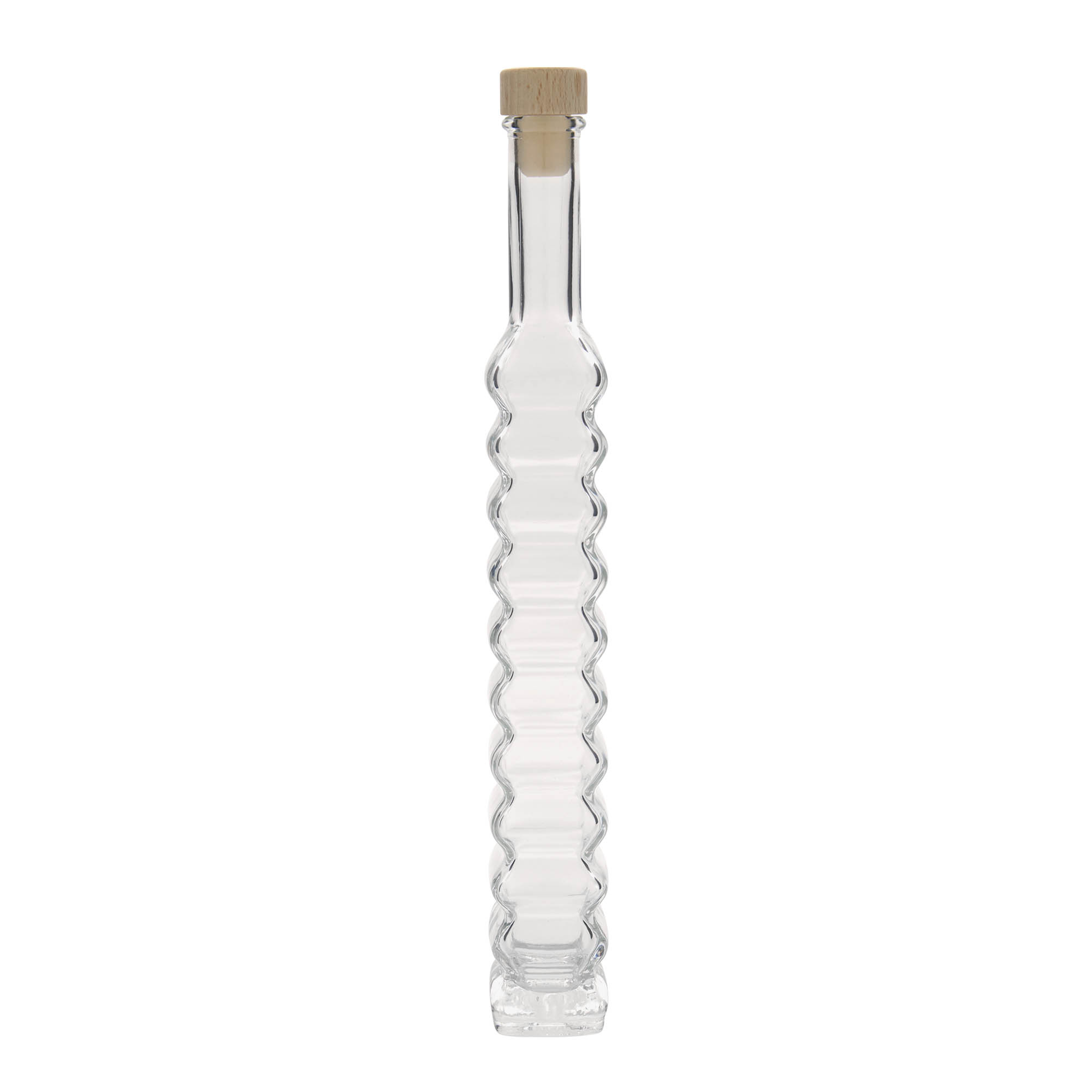 Bottiglia di vetro 200 ml 'Roma, quadrata, bocca: tappo in sughero' Bottiglia di vetro 200 ml 'Roma, quadrata, bocca: tappo in sughero'