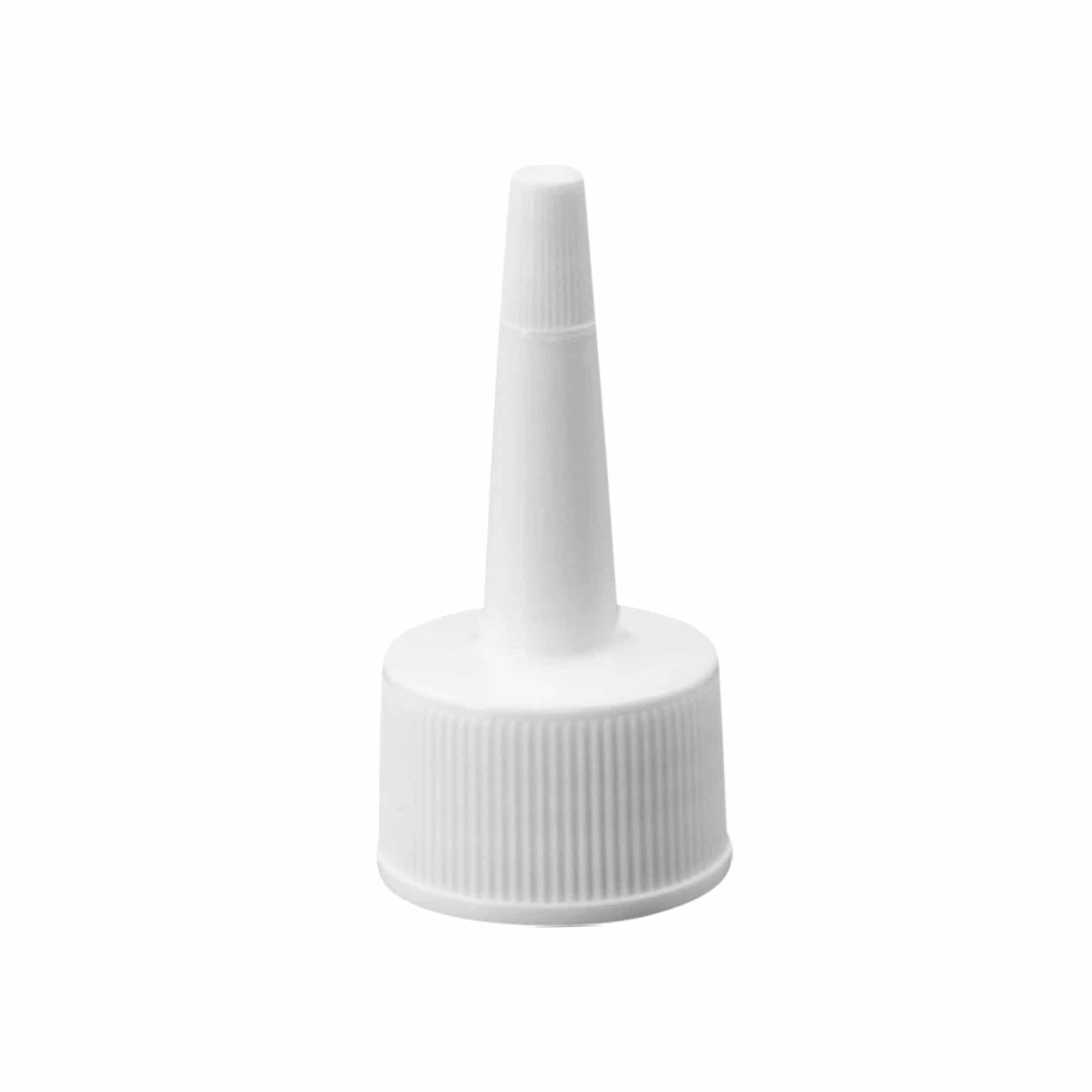 Tappo a vite con applicatore, plastica PP, bianco, per imboccatura: 24/410