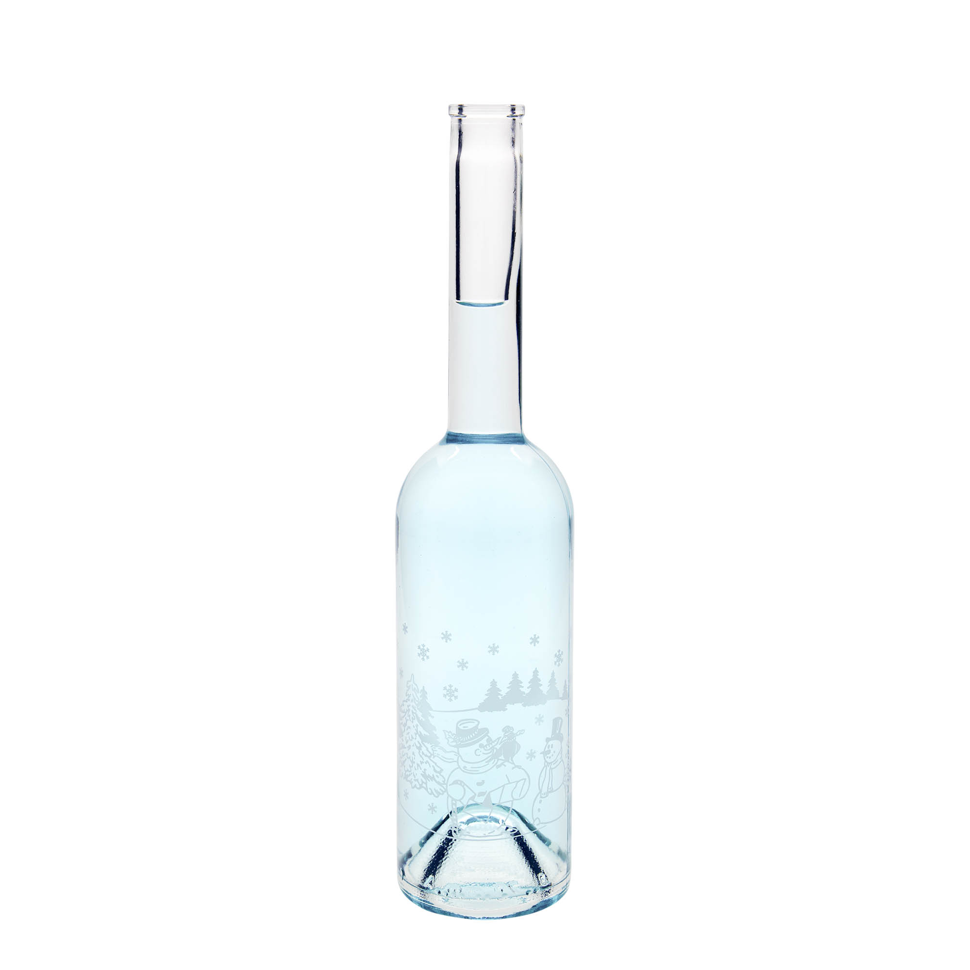 Bottiglia di vetro da 500 ml 'Opera', motivo: bottiglia pupazzo di neve, bocca: sughero Bottiglia di vetro da 500 ml 'Opera', motivo: bottiglia pupazzo di neve, bocca: sughero