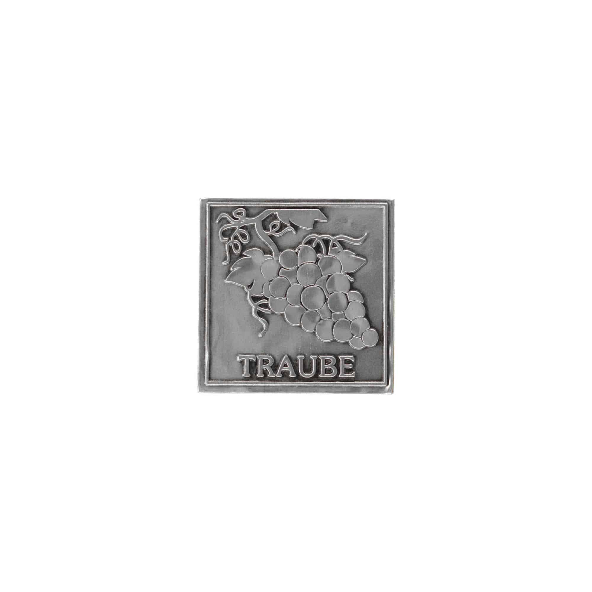 Etichetta metallica 'Uva', quadrata, stagno, argento