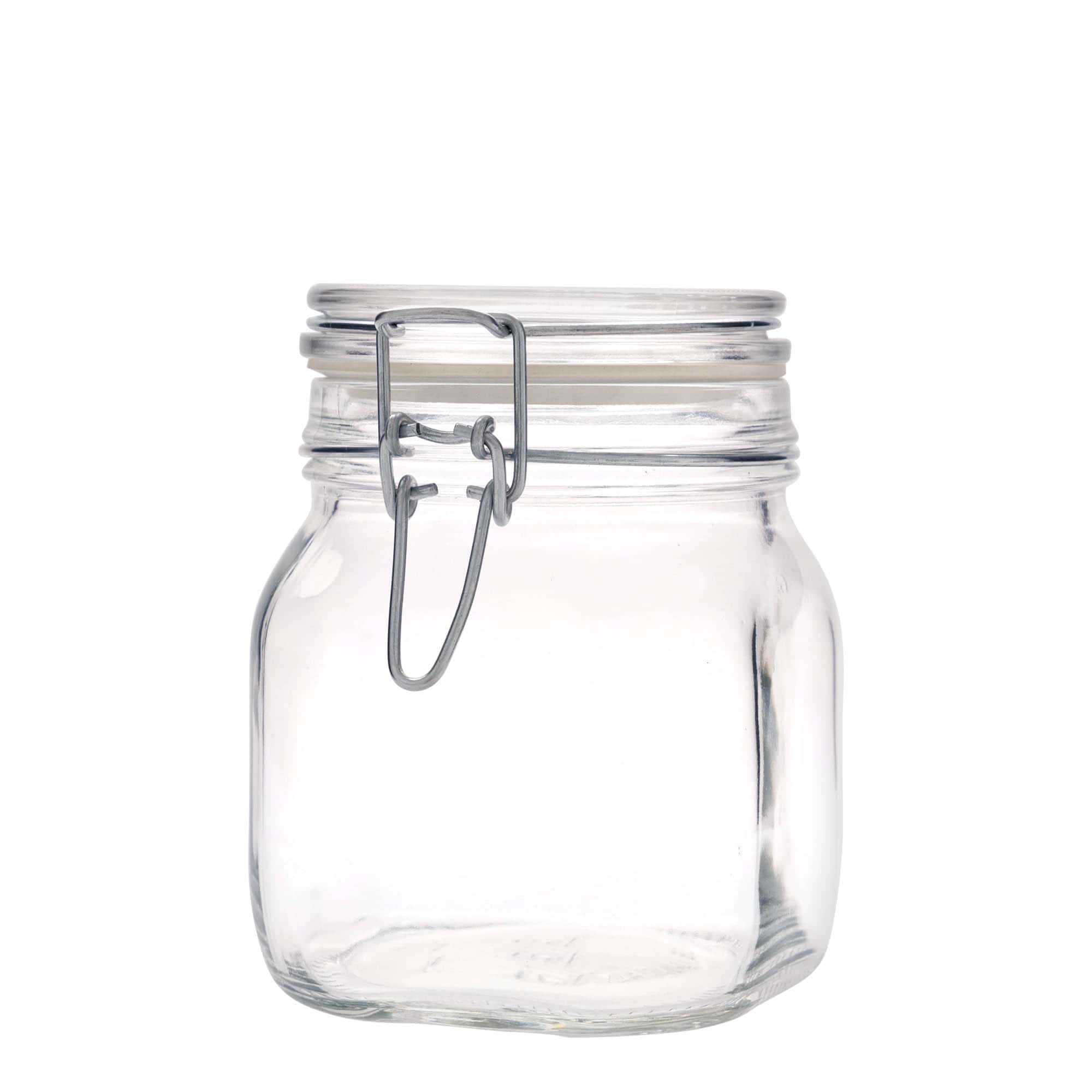 Vaso con chiusura a leva da 750 ml 'Fido', quadrato, bocca: chiusura a leva